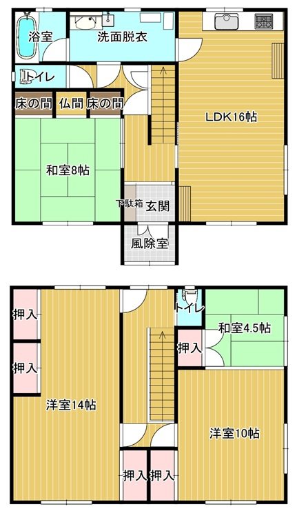北津軽郡中泊町大字薄市字沖原119-2　中古住宅 間取図・土地図