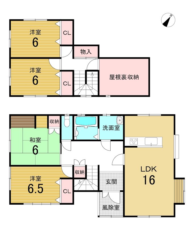 上北郡六戸町小松ケ丘4丁目　中古戸建 間取図・土地図