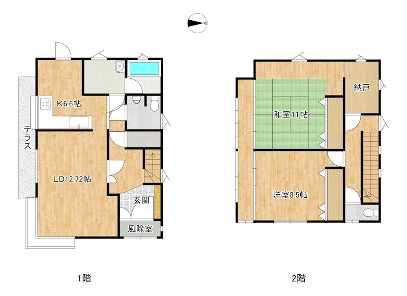 若葉2丁目土地建物 間取図・土地図
