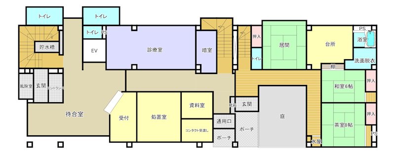 五所川原市旭町59-4他３筆　病院＋住宅 間取図・土地図