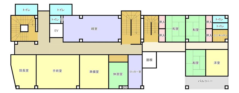 五所川原市旭町59-4他３筆　病院＋住宅 間取図・土地図