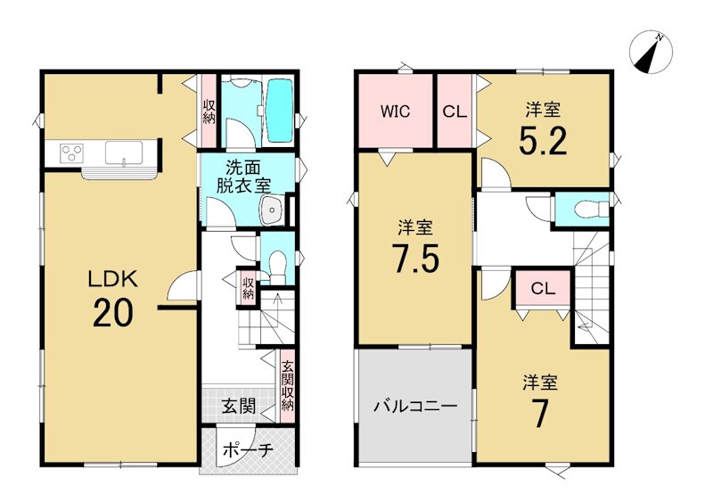 八戸市長者第6　3号棟 間取図・土地図