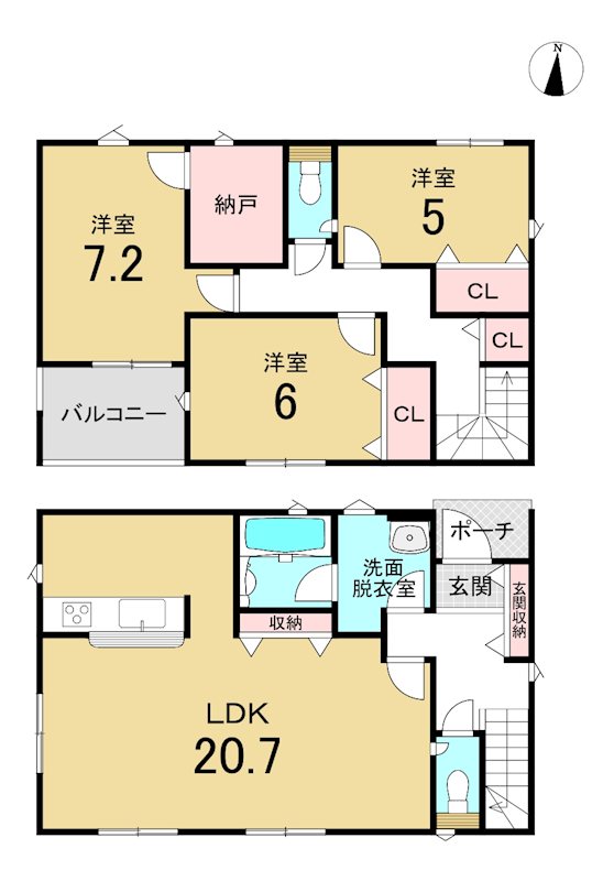 八戸市糠塚第4　1号棟 間取図・土地図
