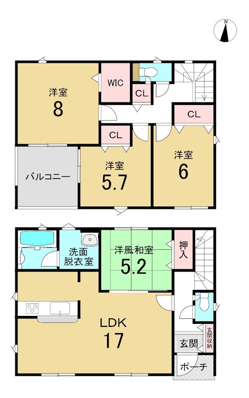 八戸市糠塚第4　2号棟 間取図・土地図