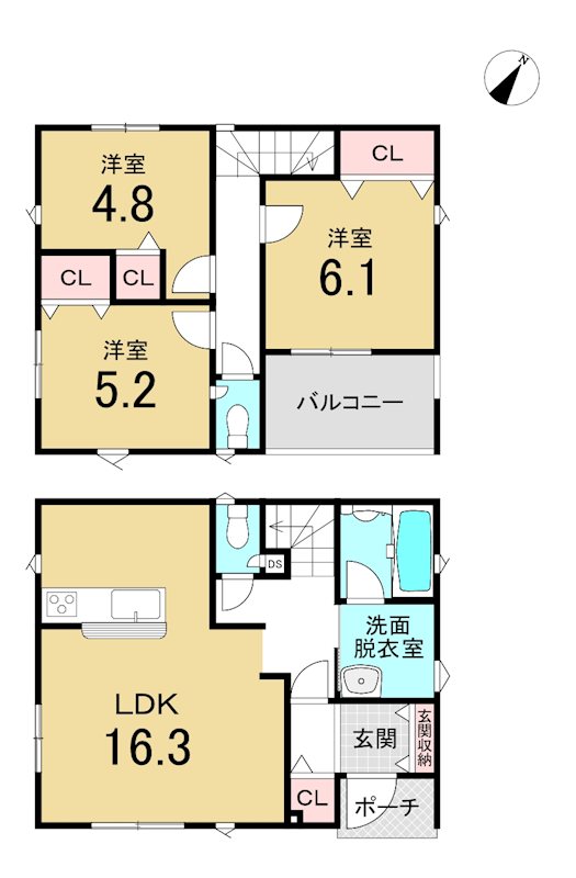 八戸市青葉第4　4号棟 間取図・土地図