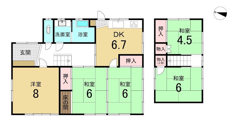 八戸市大字鮫町字山四郎蒔目　中古戸建 間取図・土地図