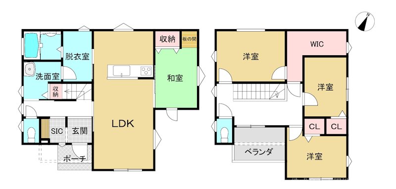 八戸市大字白銀町字白浜道　中古戸建（未入居） 間取図・土地図