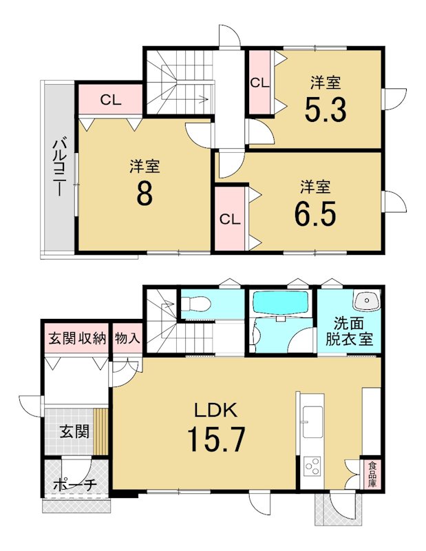 八戸市大字白銀町字栗沢道　中古戸建 間取図・土地図