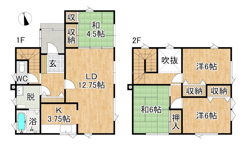 【収益物件】大野若宮貸家 間取図・土地図