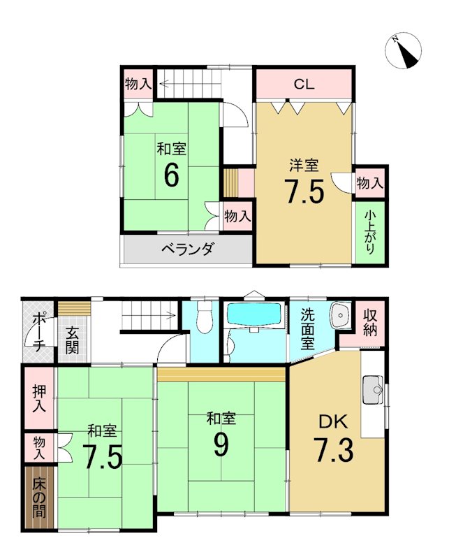 八戸市類家5丁目　中古戸建 間取図・土地図