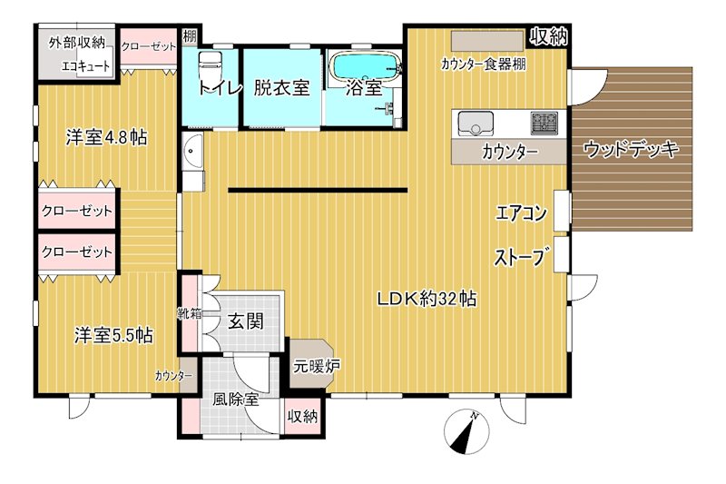 つがる市木造浮巣4-1　中古住宅 間取図・土地図
