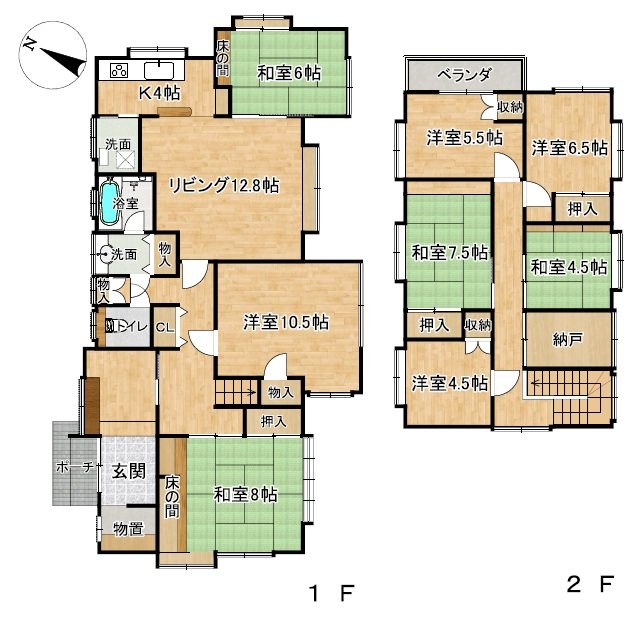 弘前市安原1丁目中古住宅 間取図・土地図