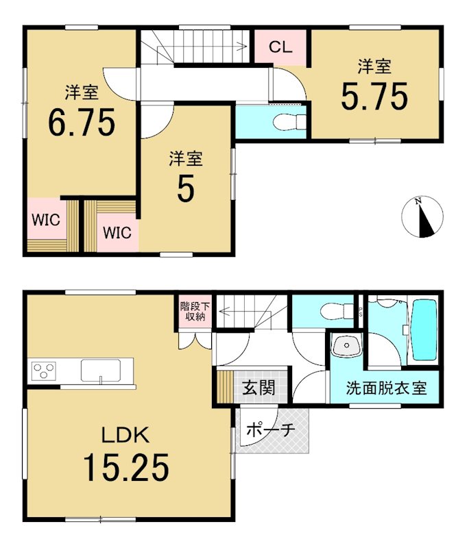 八戸市沼館　A棟 間取図・土地図