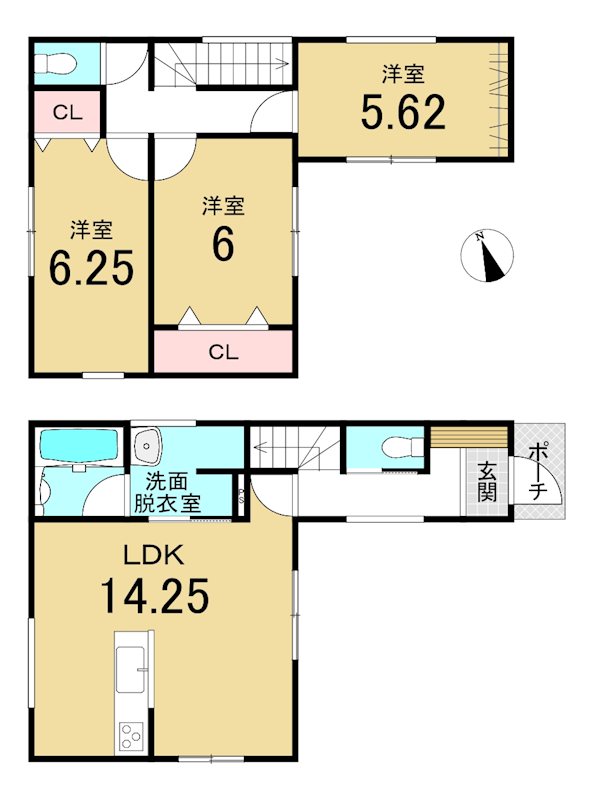 八戸市沼館　Ｃ棟 間取図・土地図