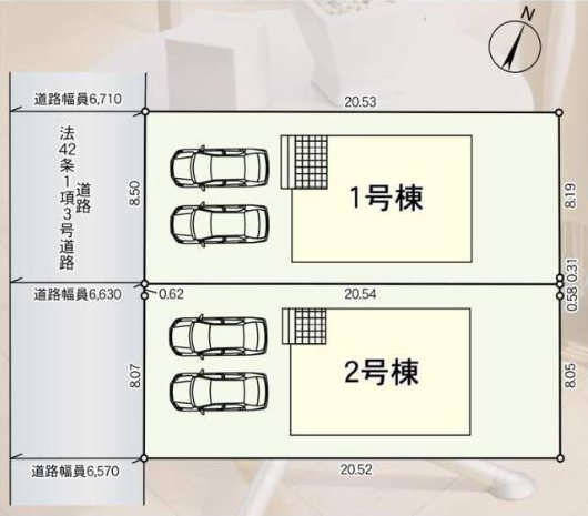 八戸市長苗代第12　2号棟 全体区画図