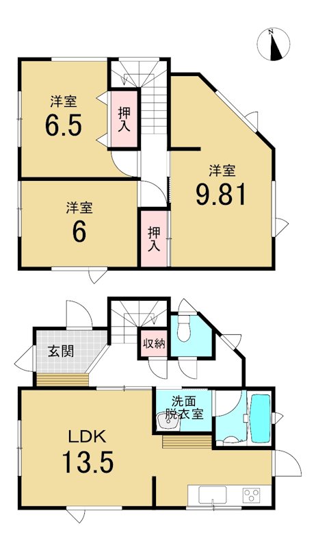 八戸市根城7丁目　中古戸建 間取図・土地図