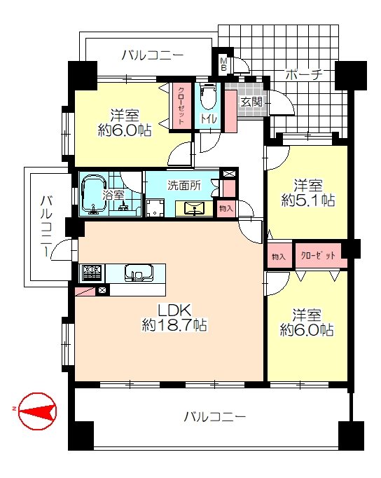 レークヒルズ野多目6番館 間取図・土地図