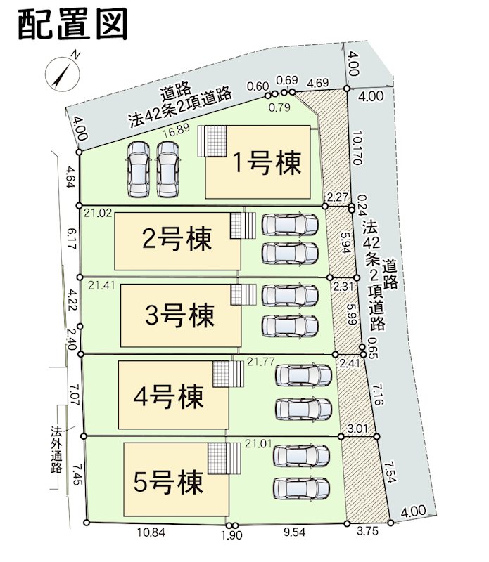 《クレイドルガーデン》大府市朝日町第3　新築分譲住宅　全5棟 区画図