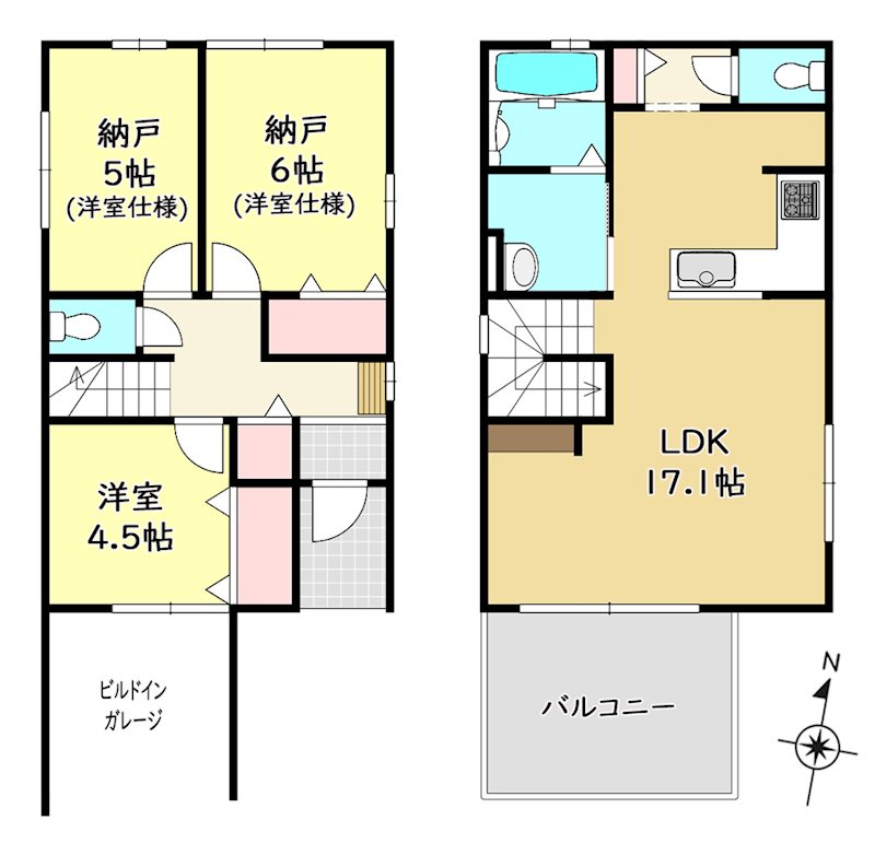 《ES-HOUSE》北区金城町　新築分譲住宅　限定1棟 間取図・土地図