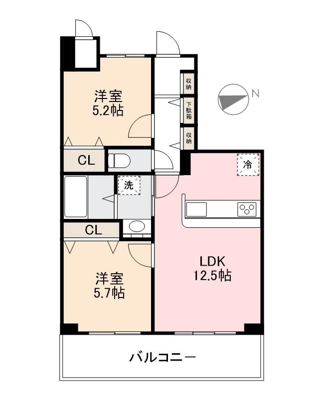 アルファライフ瓦町駅東 505号室 間取り図
