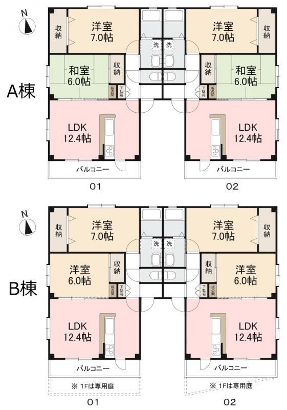 フォブール雅楽A・B 間取り図