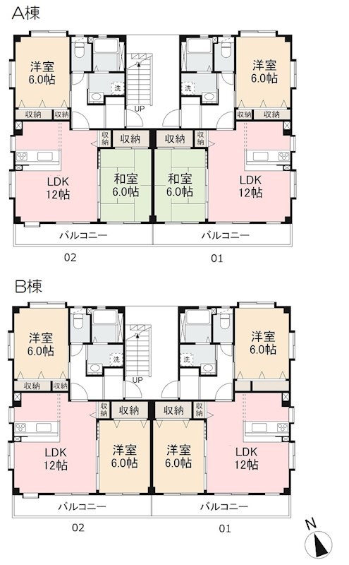 フォブール愛いちみやA・B 間取り図