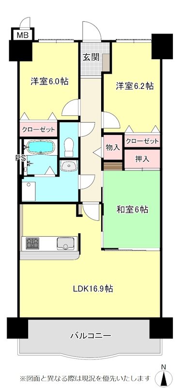 サントノーレ高松中央 905号室 間取り図