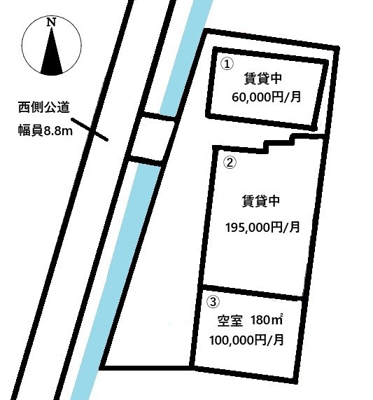 高松市香西東町倉庫2棟売り 間取り図
