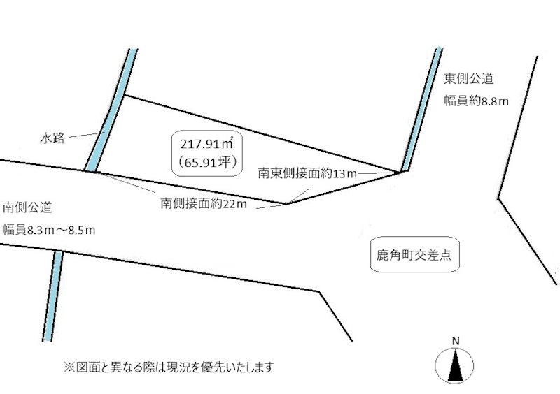 高松市鹿角町売り土地 間取り図