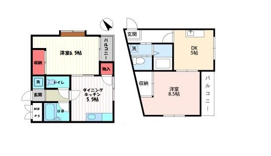 神奈川県川崎市中原区下小田中３丁目 間取図・土地図