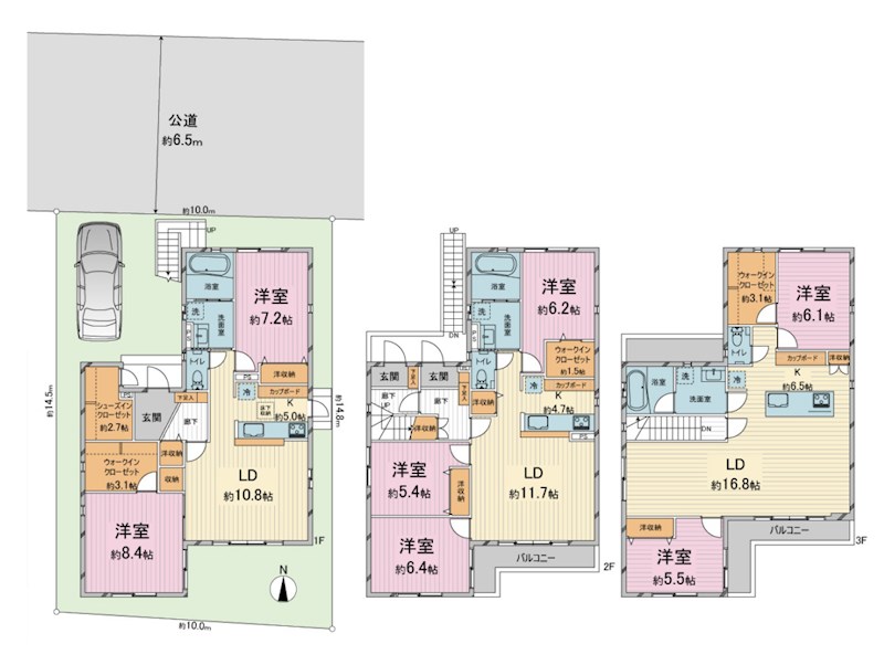 神奈川県川崎市中原区下小田中３丁目 間取図・土地図