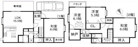 千葉県八千代市大和田 間取図・土地図