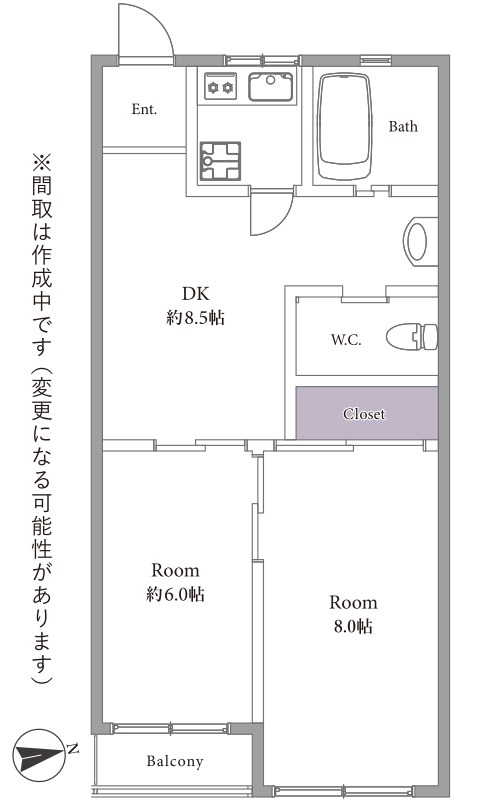 高輪中央マンション　803号室　実需 間取図・土地図