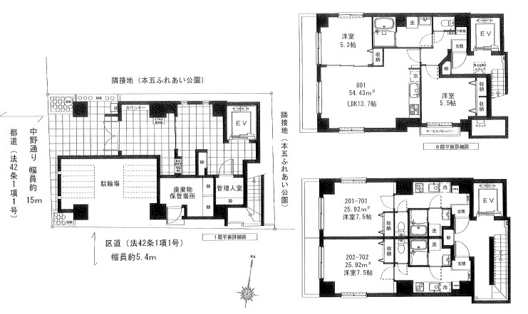 東京都中野区本町５丁目 間取図・土地図