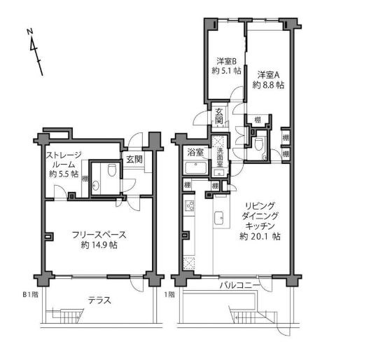 神奈川県川崎市宮前区小台２丁目 間取図・土地図