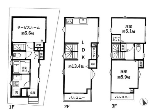 東京都足立区本木２丁目 間取図・土地図