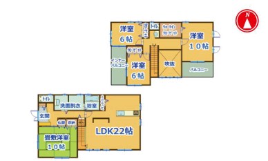群馬県高崎市下佐野町 間取図・土地図