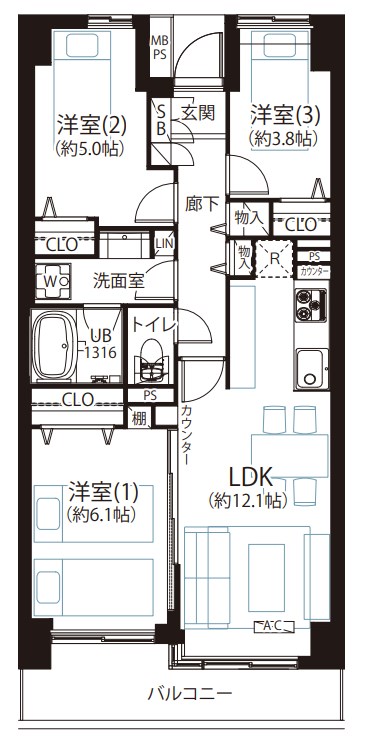 神奈川県藤沢市片瀬海岸１丁目 間取図・土地図
