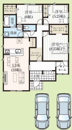 栃木県小山市城東４丁目 間取図・土地図