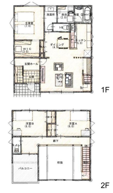 栃木県小山市神鳥谷 間取図・土地図