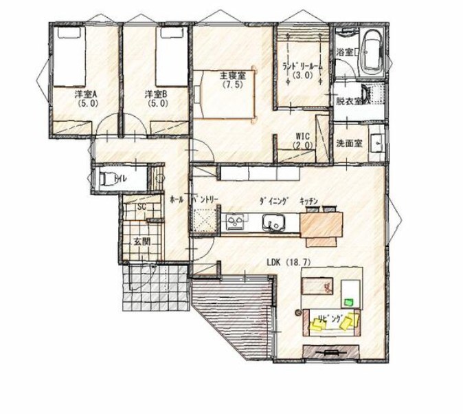 栃木県小山市間々田 間取図・土地図