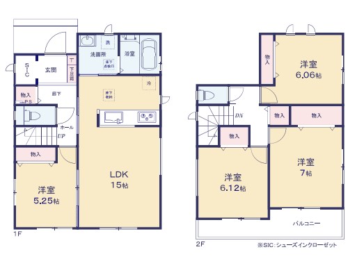 茨城県ひたちなか市牛久保２丁目 間取図・土地図