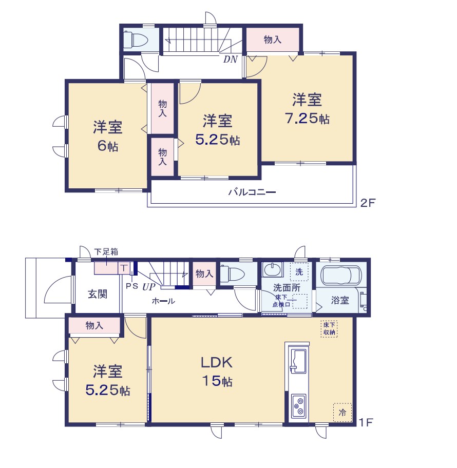 茨城県水戸市内原町 間取図・土地図