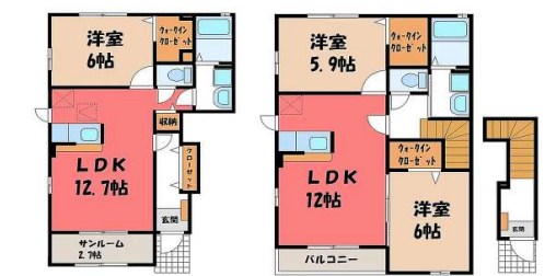 栃木県宇都宮市清原台５丁目 間取図・土地図