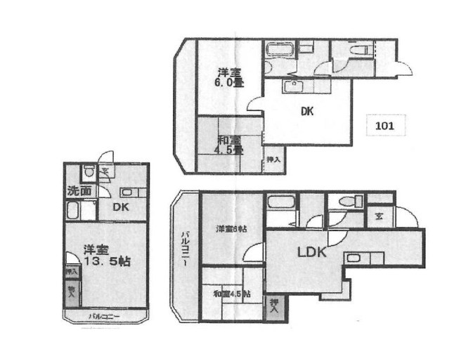 群馬県伊勢崎市宮古町 間取図・土地図