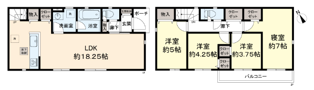 新築戸建　調布市富士見町　１号棟 間取図・土地図