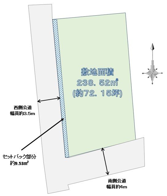 長沢３丁目　敷地面積約72坪の整形地土地物件！ 間取図・土地図