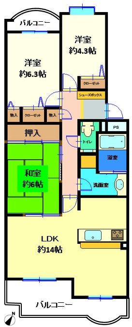 ライブタウン湘南野比5号棟　リフォーム歴の有る、3階部分のお部屋！  間取図・土地図
