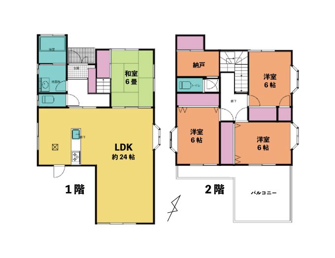 初声町入江中古戸建 間取図・土地図