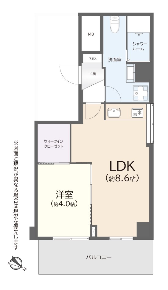 隅田リバーサイド永谷　3階北西角部屋 間取り図